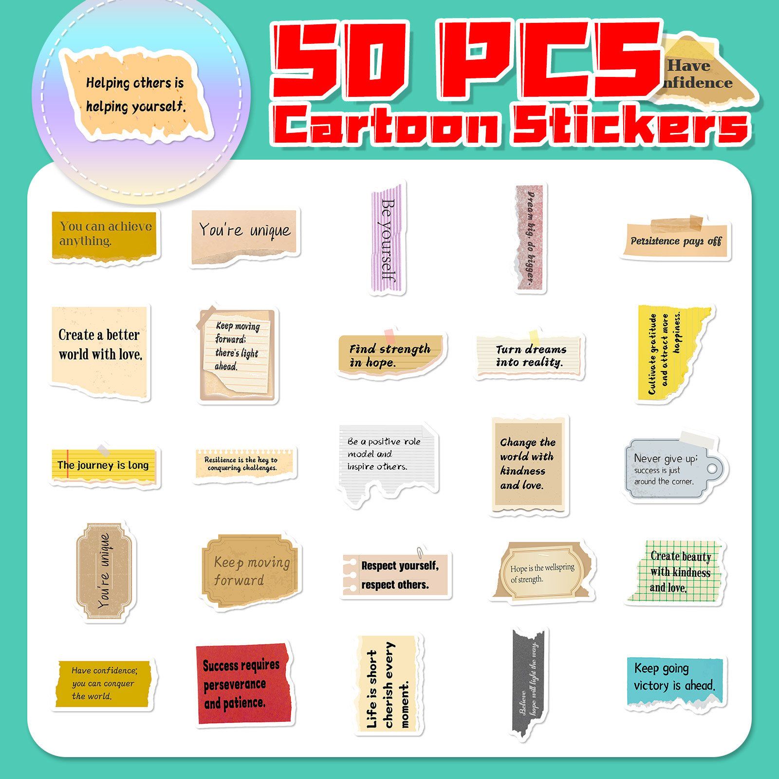 Set 50 Sticker Sổ Tay Tiếng Anh