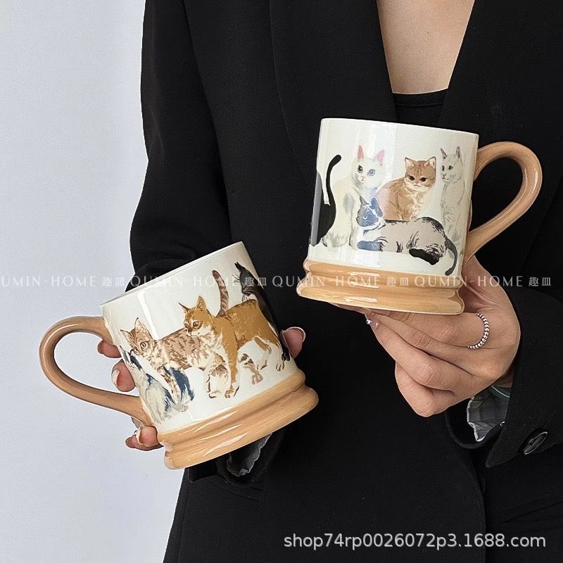 Cốc Retro Gia Đình Mèo