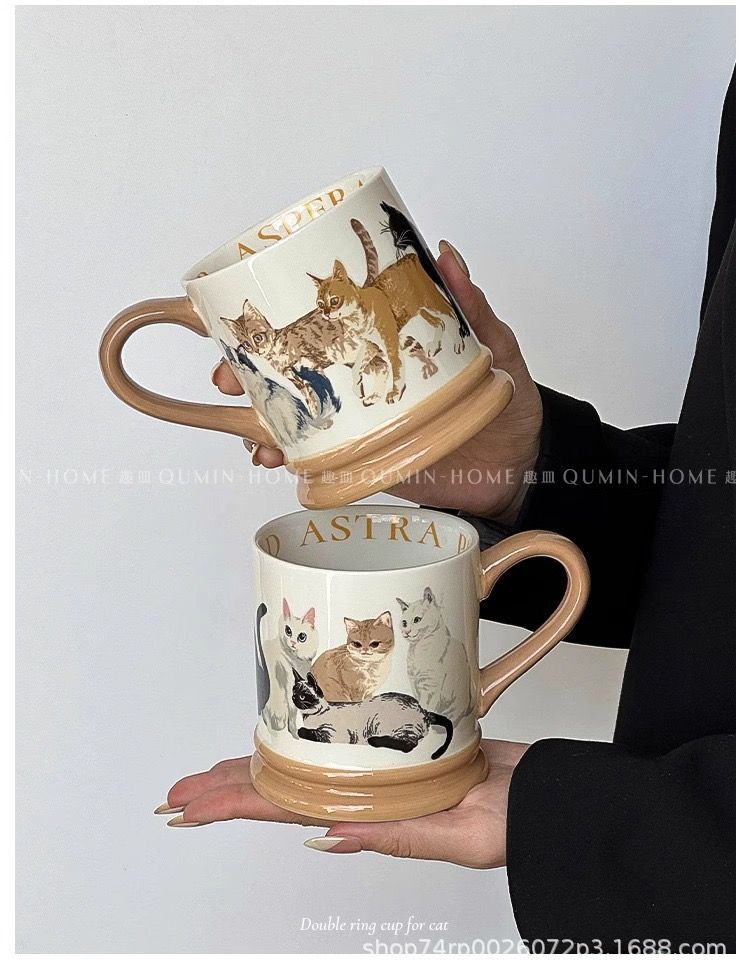 Cốc Retro Gia Đình Mèo