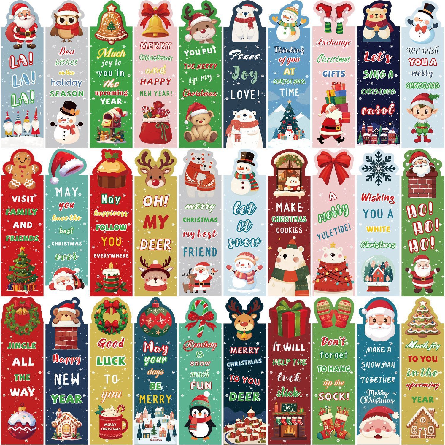 Set 30 Bookmark Giấy Giáng Sinh