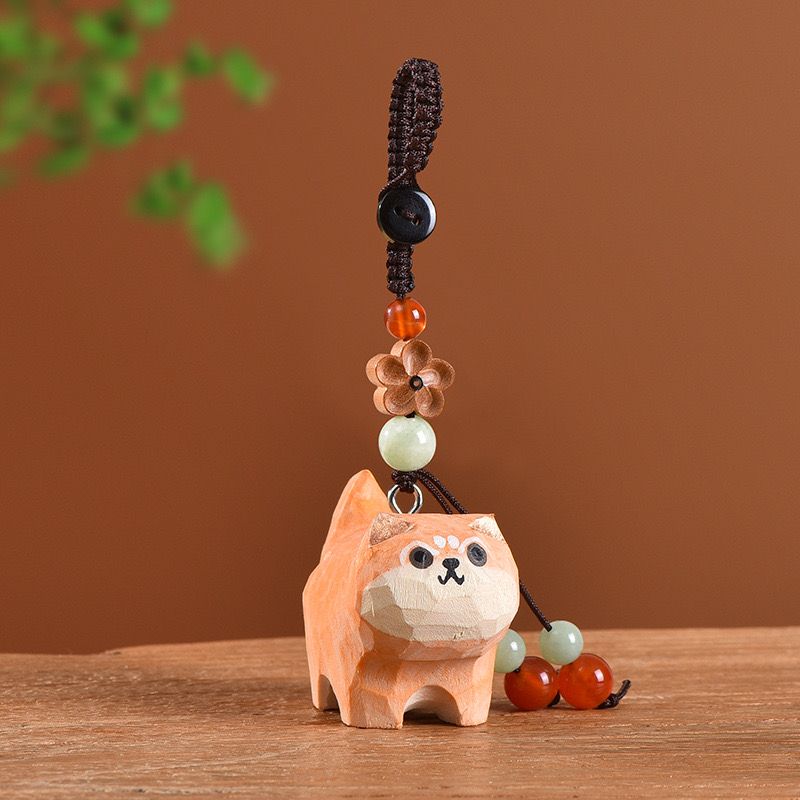Móc Khoá Mèo Gỗ Hoa Đào