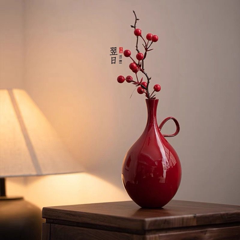 Bình Hoa Gốm Đỏ Son