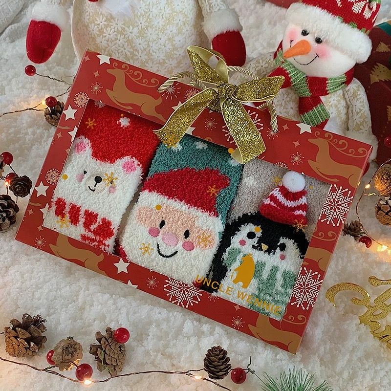 Set 3 Tất Nhung San Hô Christmas