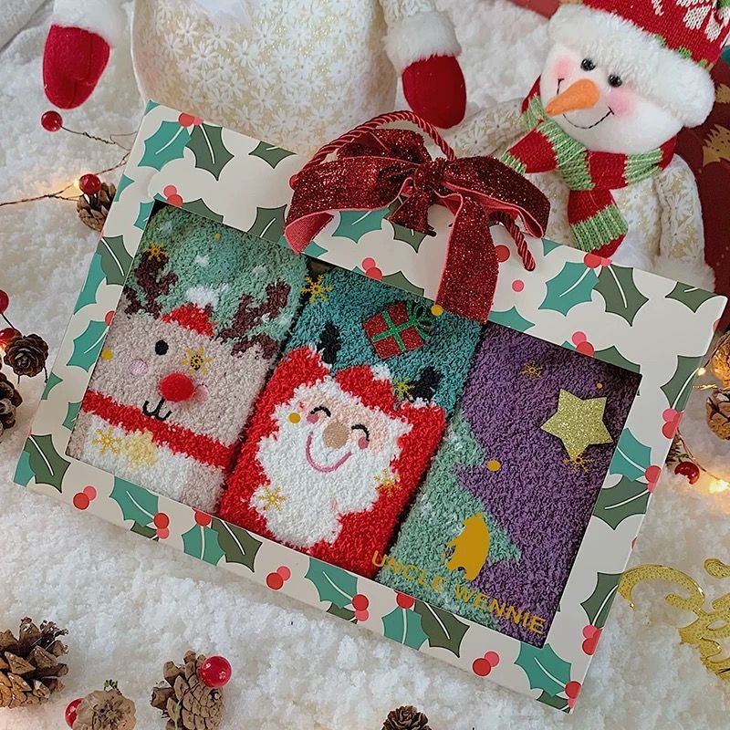 Set 3 Tất Nhung San Hô Christmas