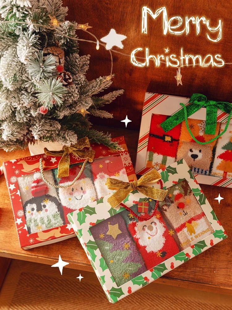 Set 3 Tất Nhung San Hô Christmas