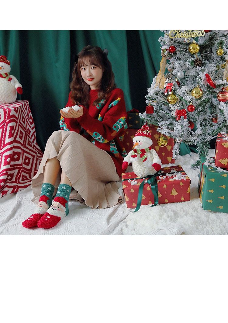 Set 3 Tất Nhung San Hô Christmas