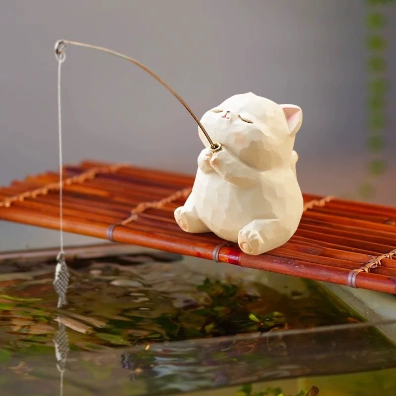 Mèo Ngồi Hoa Sen Câu Cá
