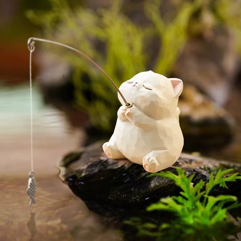 Mèo Ngồi Hoa Sen Câu Cá