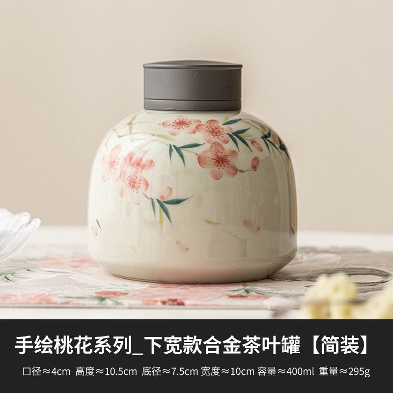 Hũ Đựng Trà Hoa Đào Vẽ Tay Nở Rộ