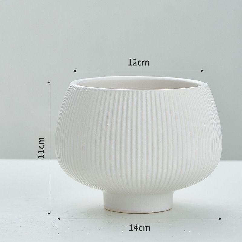 Chậu Cây Tròn Gốm Sọc