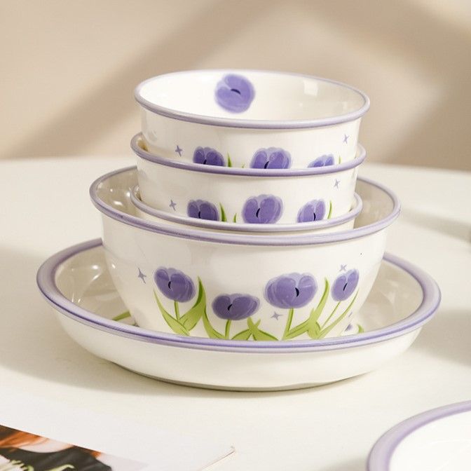 Set Bát Hoa Tulip Tím