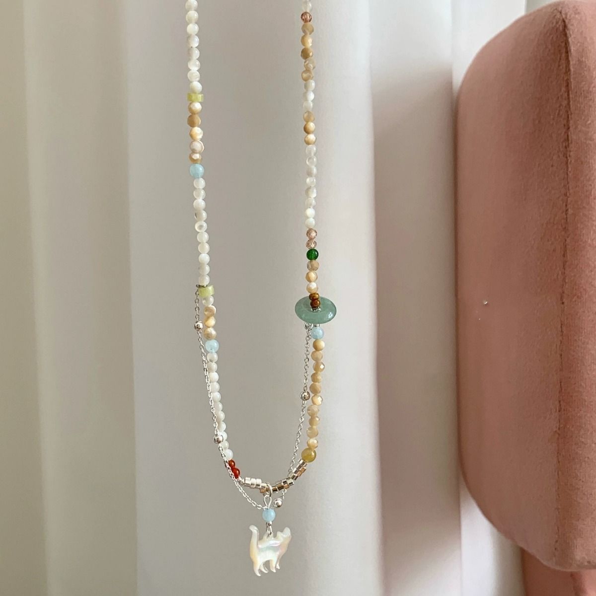 Vòng Cổ Chuỗi Ngọc Mèo Xinh