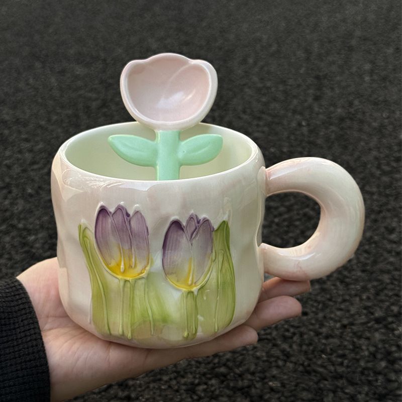 Bộ Cốc Thìa Gốm Tulip