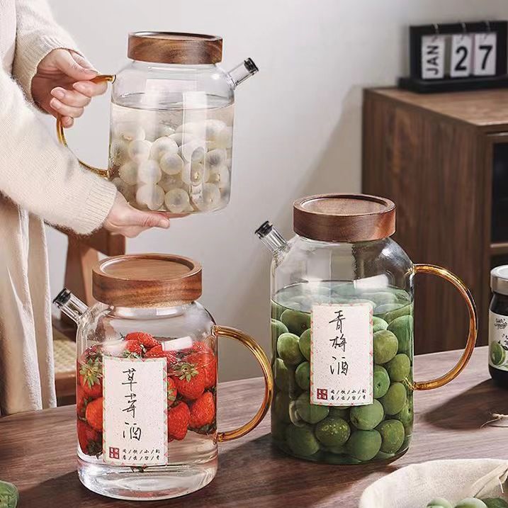 Bình Thủy Tinh Nắp Gỗ (1200ml)