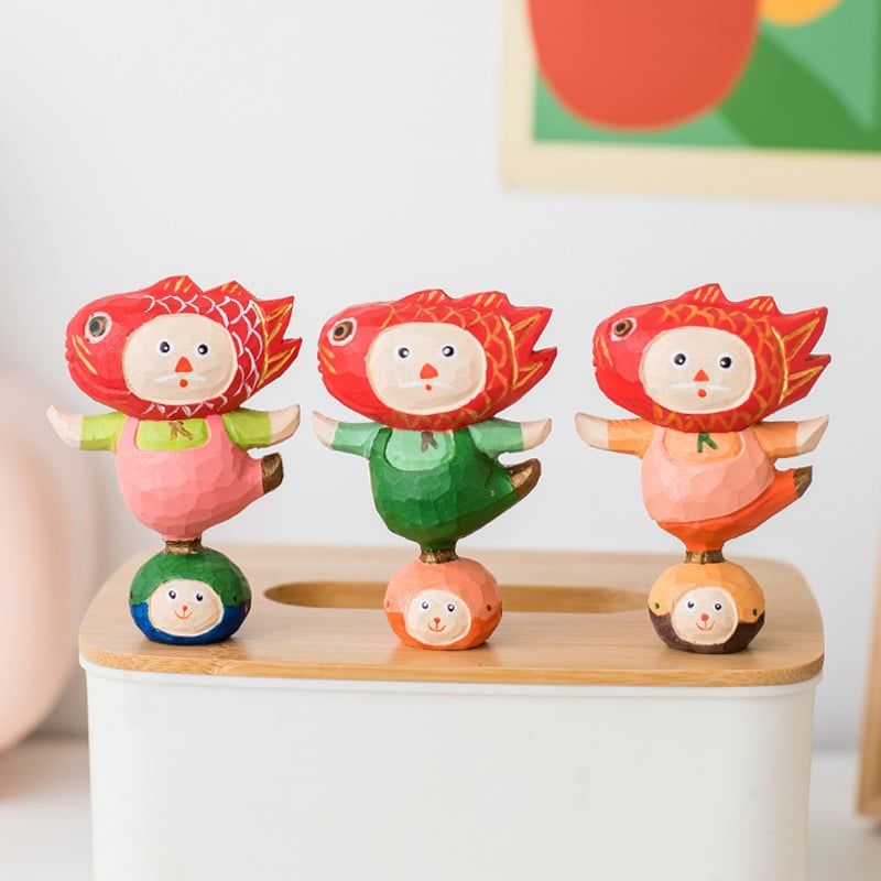 Tượng Gỗ Cá Koi Khiêu Vũ