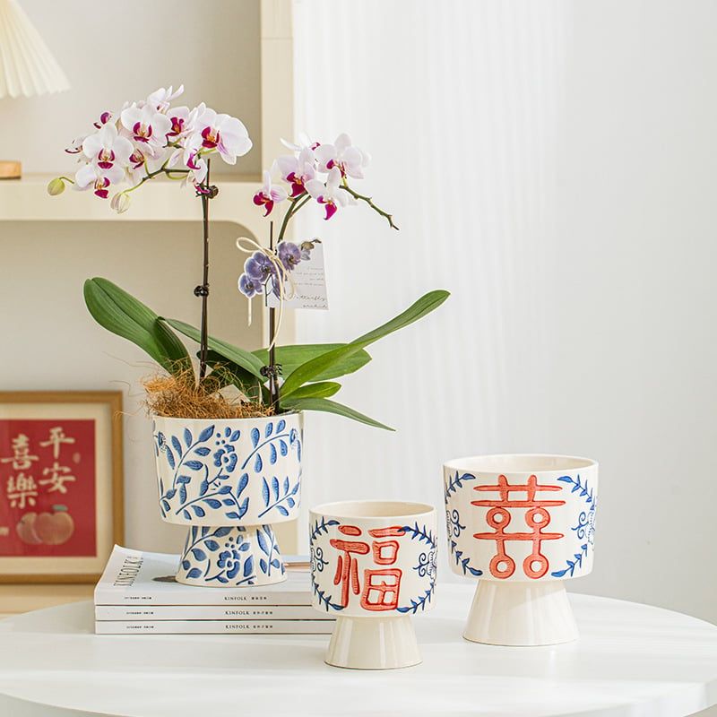 Chậu Gốm Sứ Hoa Xanh