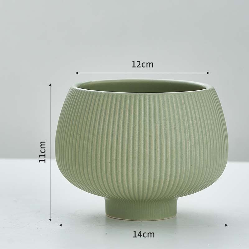 Chậu Cây Tròn Gốm Sọc
