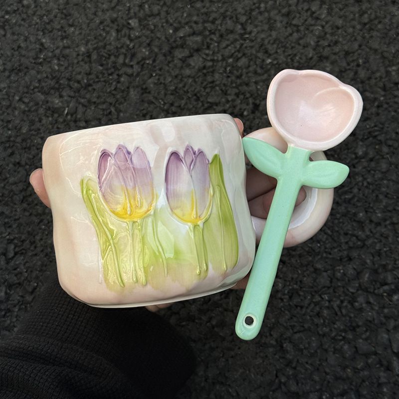 Bộ Cốc Thìa Gốm Tulip