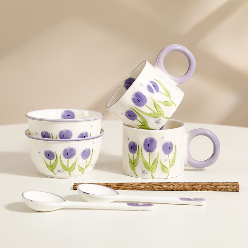Set Bát Hoa Tulip Tím