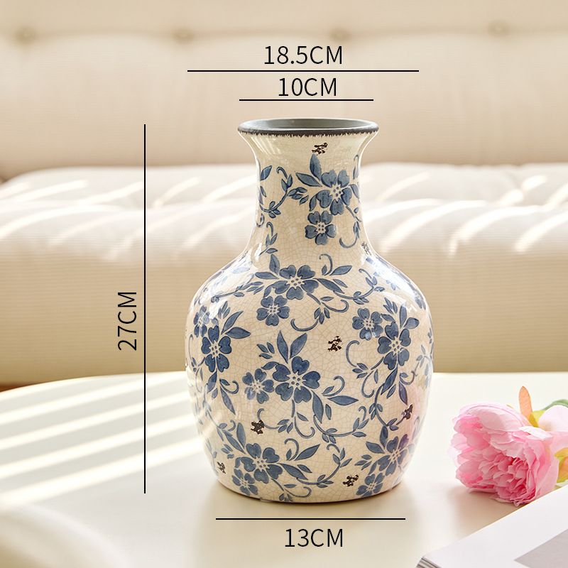Bình Sứ Nứt Hoa Xanh