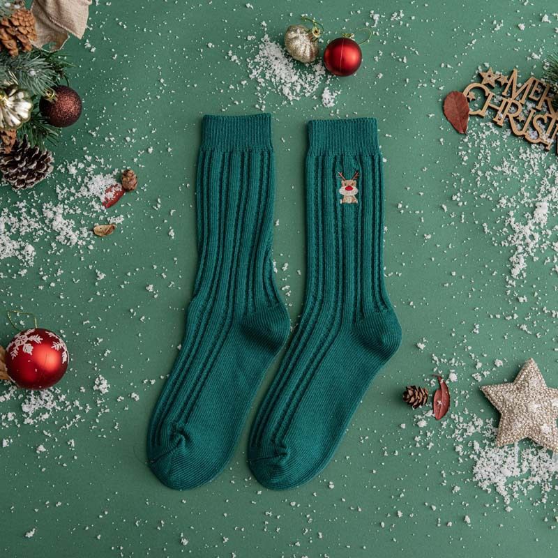 Tất Cotton Thêu Xmas