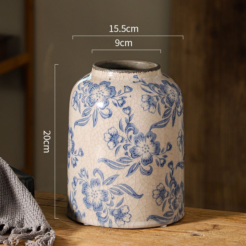Bình Sứ Nứt Hoa Xanh