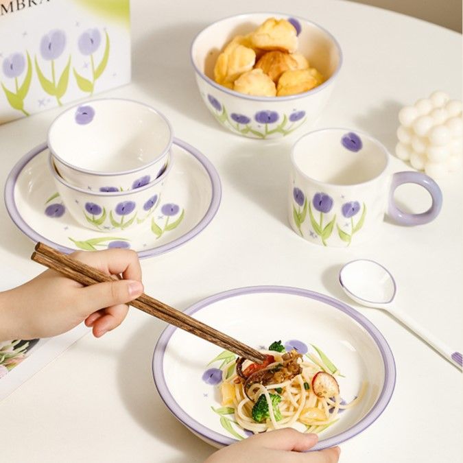 Set Bát Hoa Tulip Tím