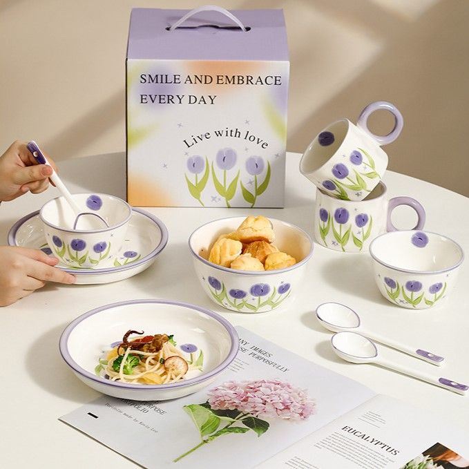 Set Bát Hoa Tulip Tím