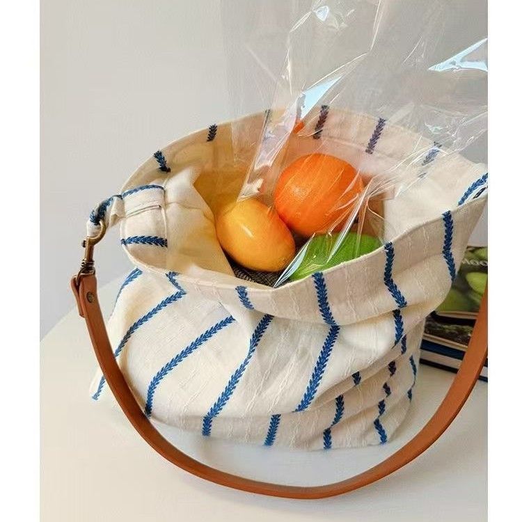Túi Tote Sọc Xanh Tối Giản