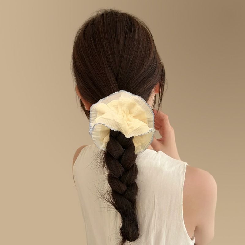 Dây Buộc Tóc Fluffy Viền Xanh Đỏ