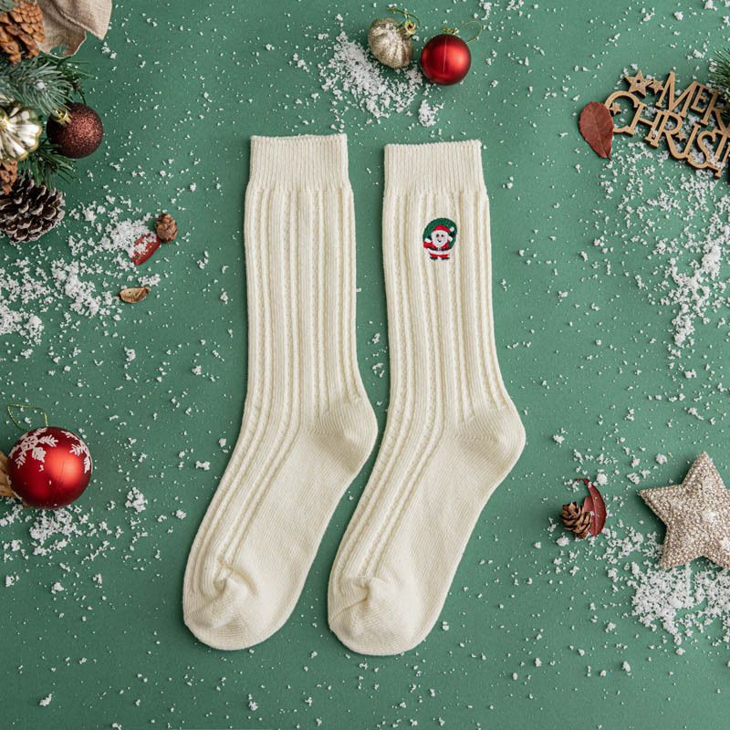 Tất Cotton Thêu Xmas