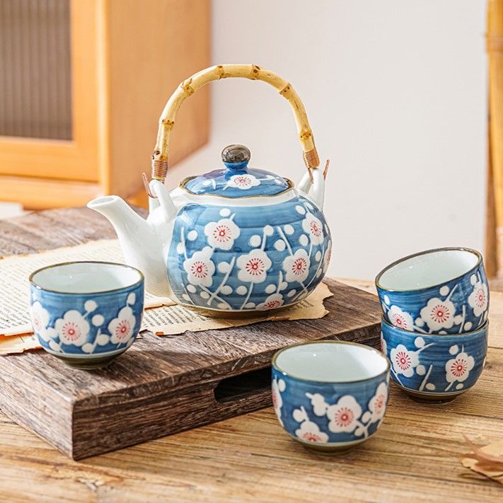 Bộ Trà Gốm Xanh Mai Trắng