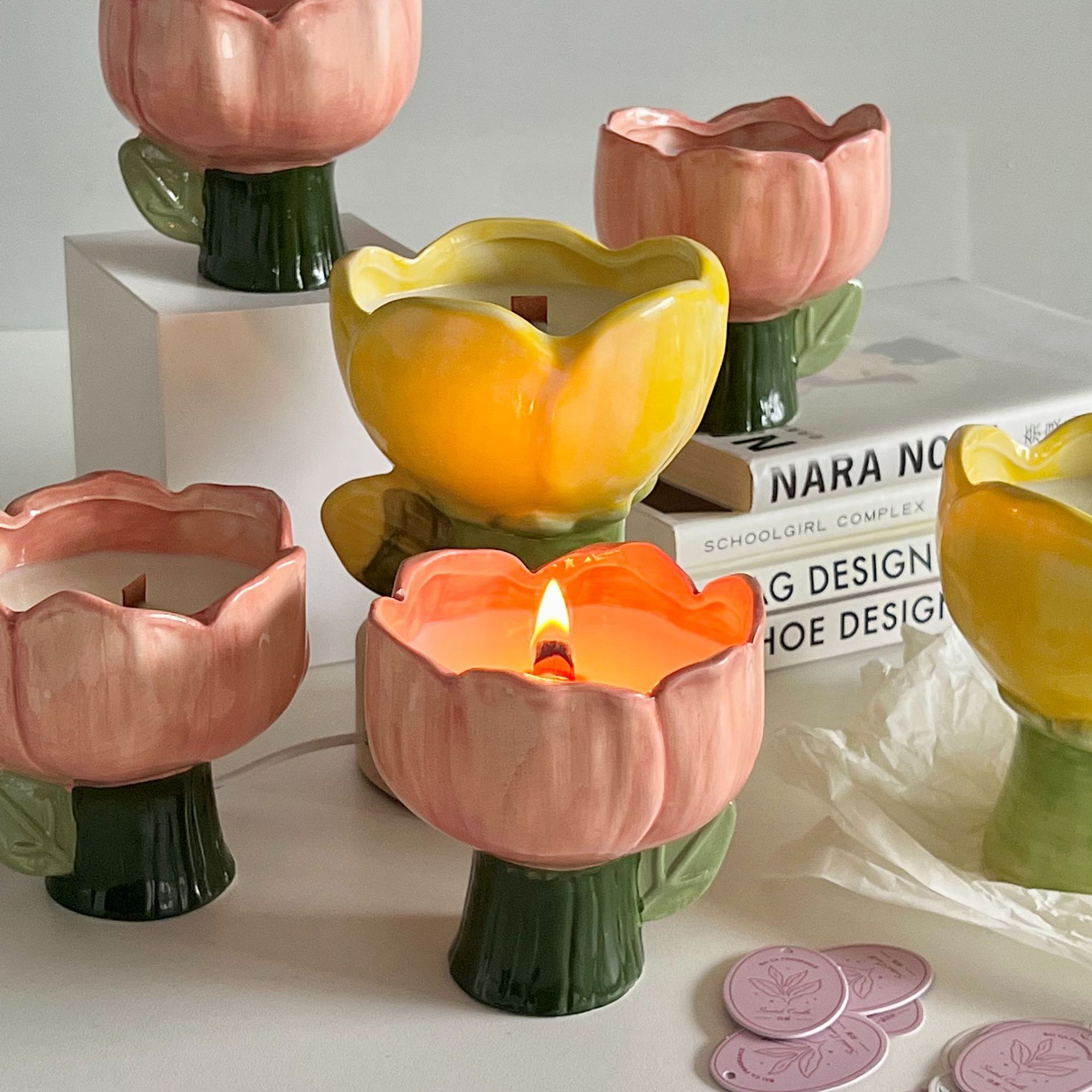 Nến Thơm Hoa Tulip Gốm