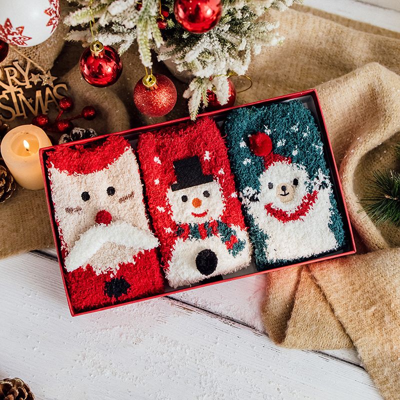 Set 3 Tất Nhung San Hô Christmas