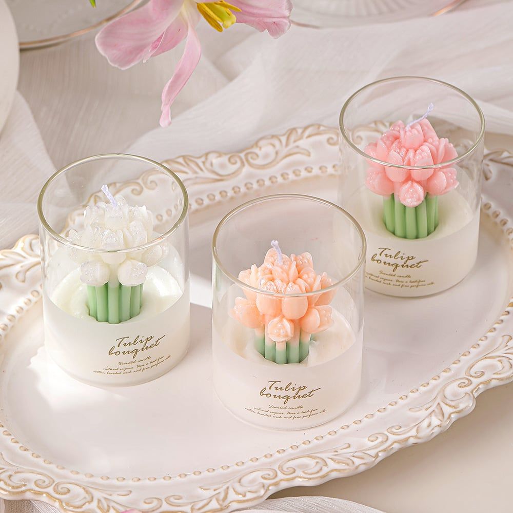 Cốc Nến Thủy Tinh Bó Tulip