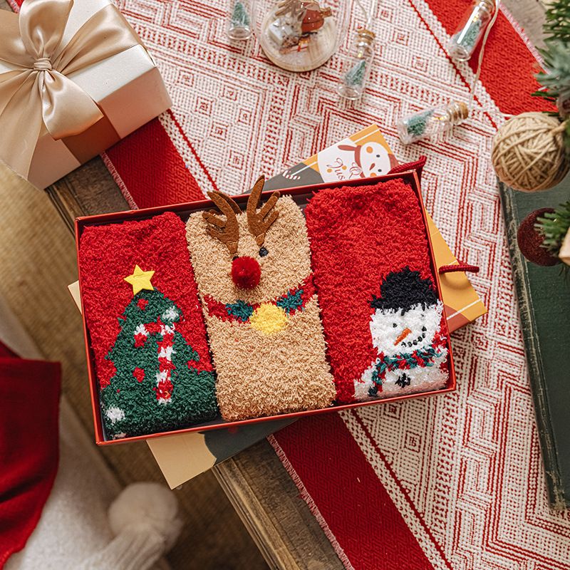Set 3 Tất Nhung San Hô Christmas
