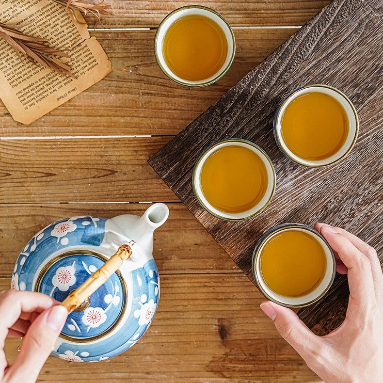 Bộ Trà Gốm Xanh Mai Trắng