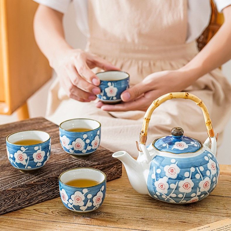 Bộ Trà Gốm Xanh Mai Trắng