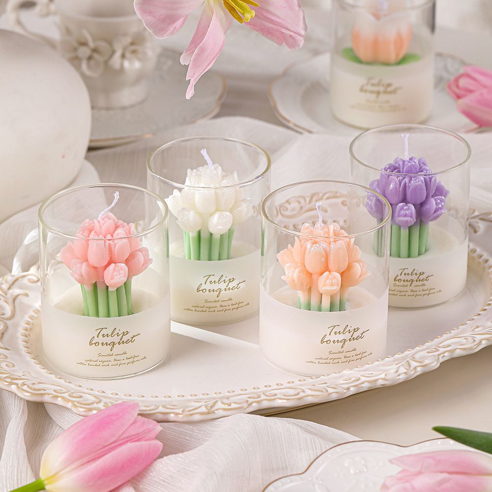 Cốc Nến Thủy Tinh Bó Tulip