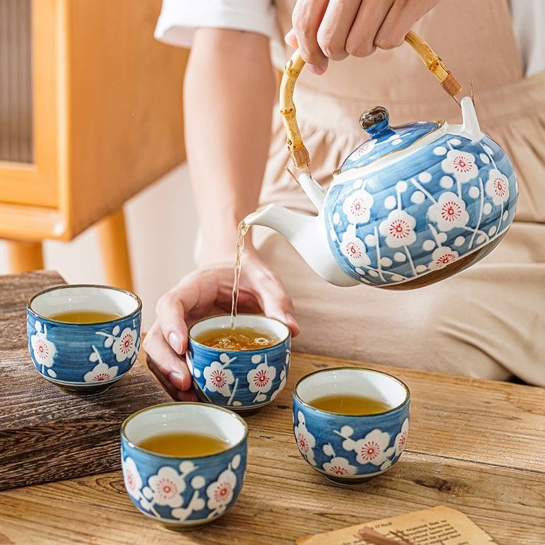 Bộ Trà Gốm Xanh Mai Trắng