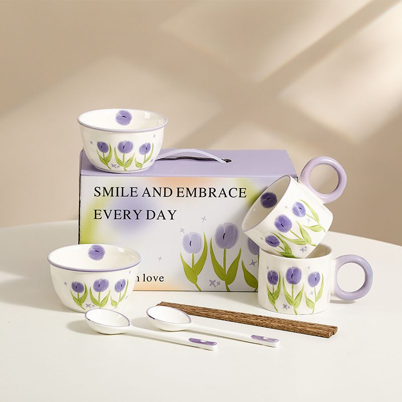 Set Bát Hoa Tulip Tím