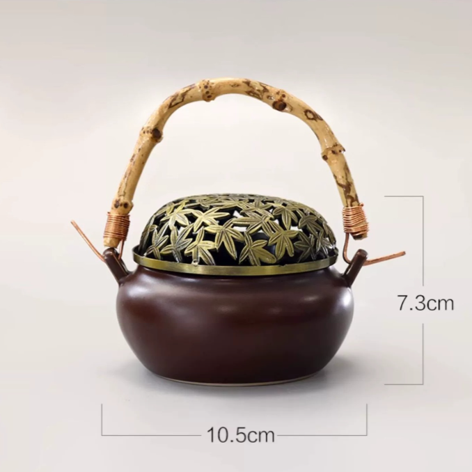 Lư Trầm Hương Gốm Lá Tre