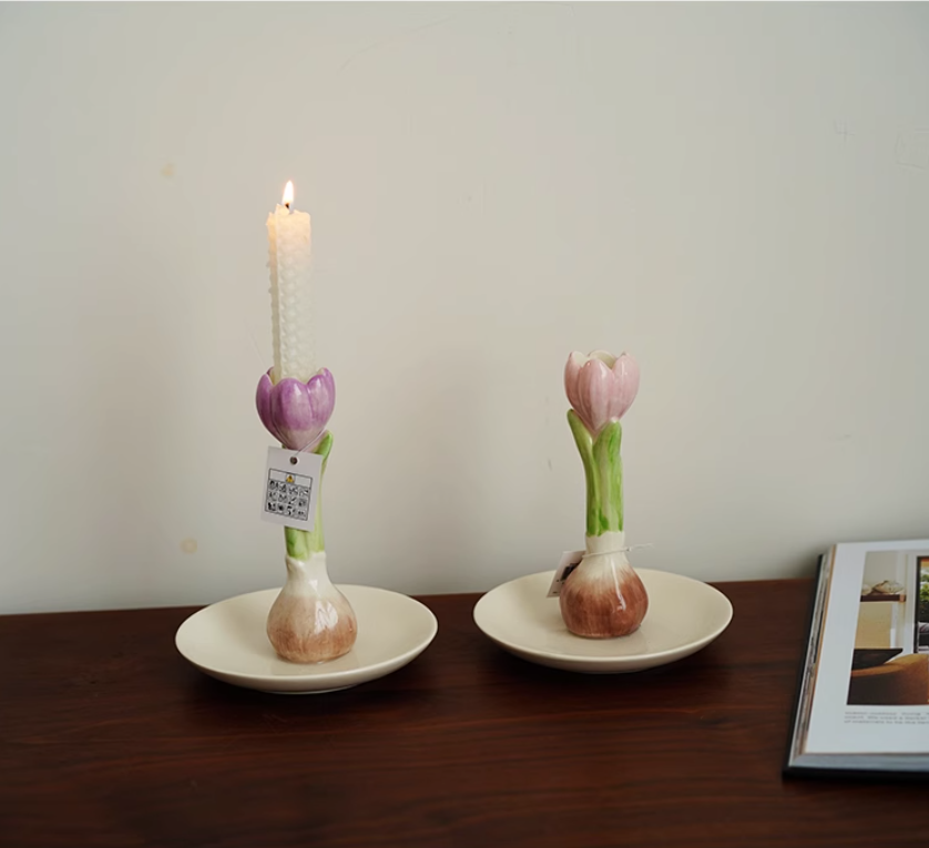 Đế Nến Tulip Vẽ Tay