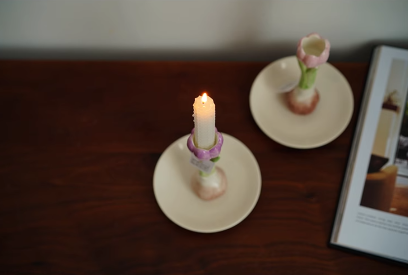 Đế Nến Tulip Vẽ Tay