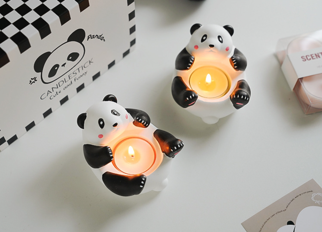 Set Nến Và Đế Nến Gấu Trúc