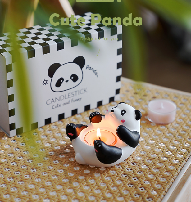 Set Nến Và Đế Nến Gấu Trúc