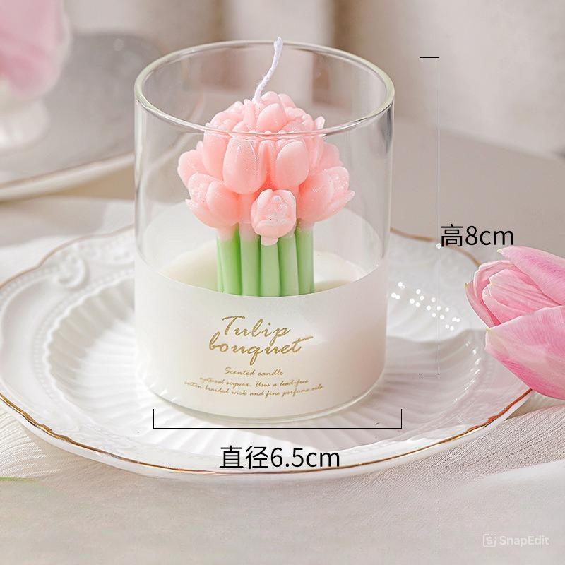 Cốc Nến Thủy Tinh Bó Tulip