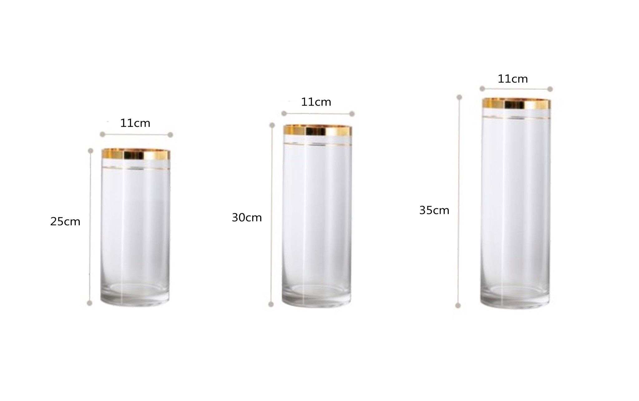 Bình Cắm Hoa Trụ Viền Gold