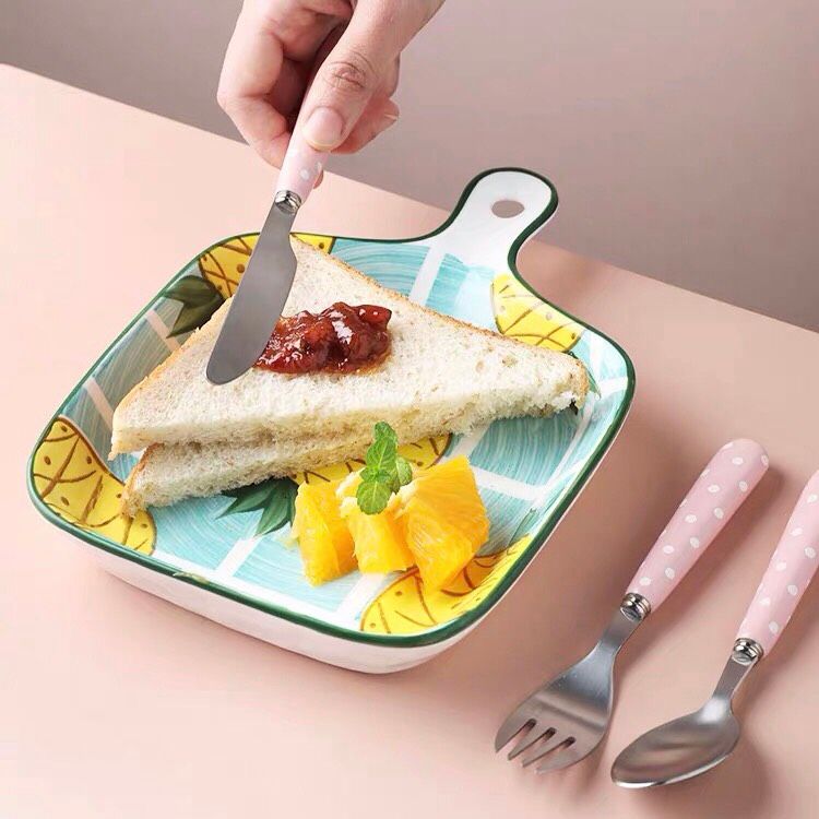 Set Thìa Dao Hồng Chấm Bi