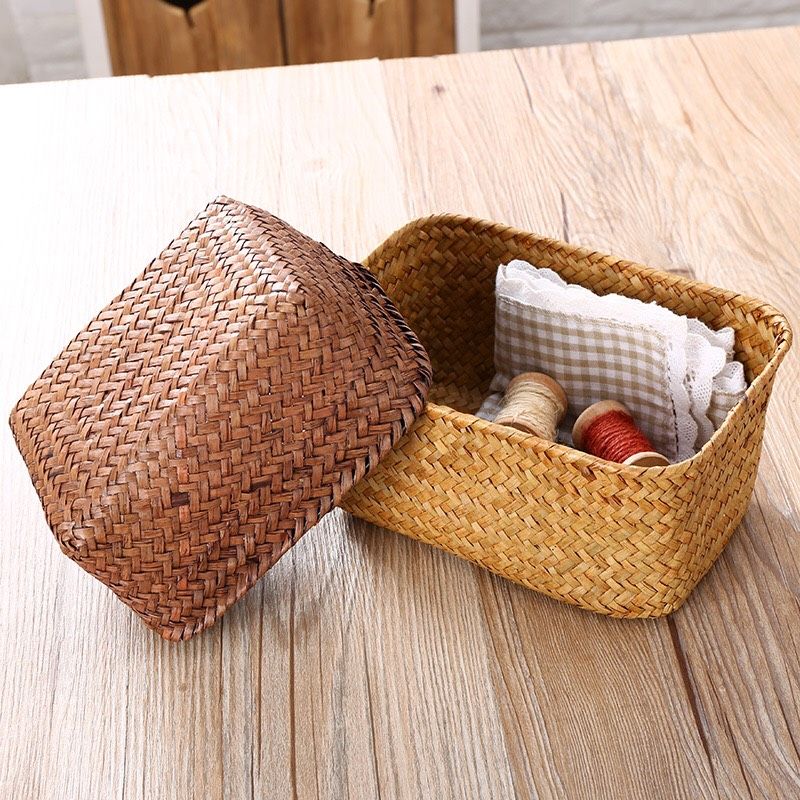 Giỏ Tre Đan Chữ Nhật (Màu Sáng)